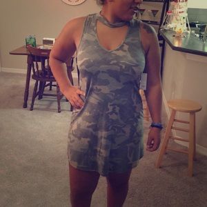 Tank camo T-shirt dress